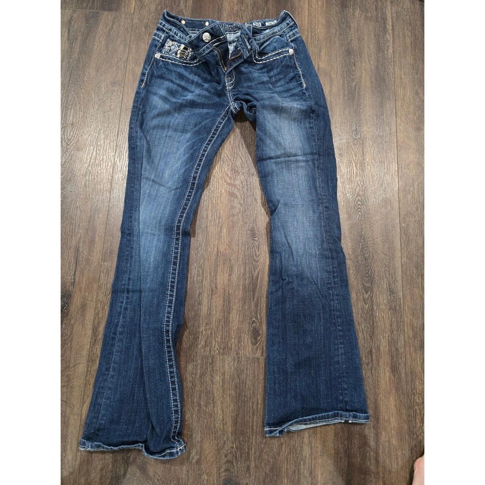Miss Me Signature Bootcut Jean Dark Wash Embellished Pocket Size28 Western Denim